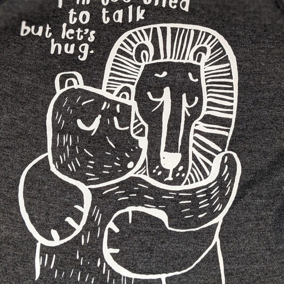 Cup Of Therapy: "I'm Too Tired To Talk Let's Hug" Tank-Top Women Small Gray NWT - Picture 2 of 7